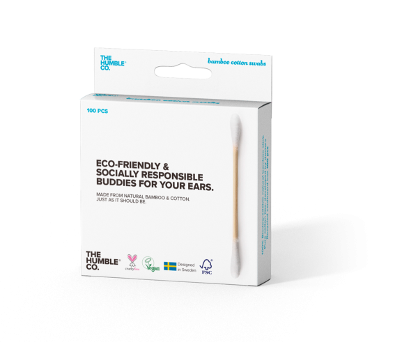 Wattenstaafjes Bamboo bio-katoen 100pcs Wit - The Humble Co