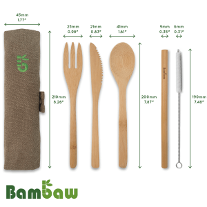 Bestekset Bamboo in pouch - Bambaw