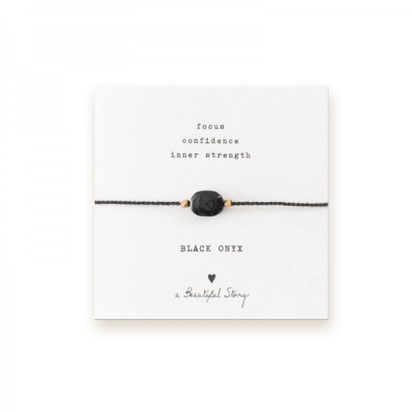 Armband Edelsteen Kaart Black Onyx Goud - A Beautiful Story
