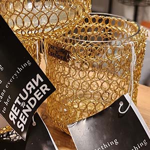 Waxinelichthouder Goud geweven 7cm - Return to Sender