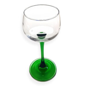 Vintage Wijnglas op rechte groene voet - Luminarc Arcoroc France