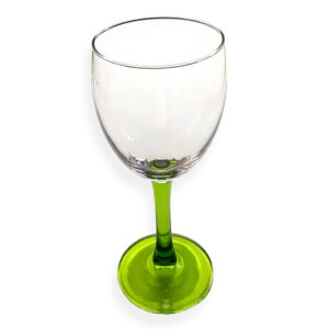 Vintage Wijnglas op rechte licht groene voet - Luminarc Arcoroc France
