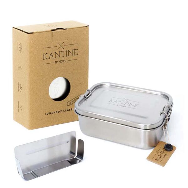 Lunchbox Classic RVS met flexibele verdeler 800ml - Kantine