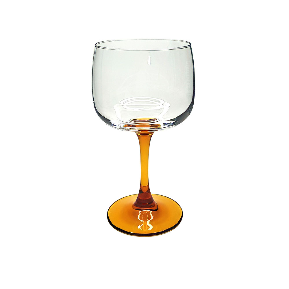 Vintage Wijnglas op rechte amber kleur voet - Luminarc France