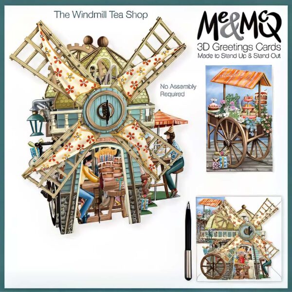 3D Pop-Up Kaart - The Windmill Tea Shop