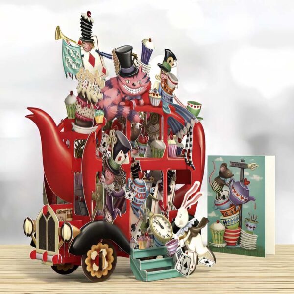3D Pop-Up Kaart - Alice's Teapot