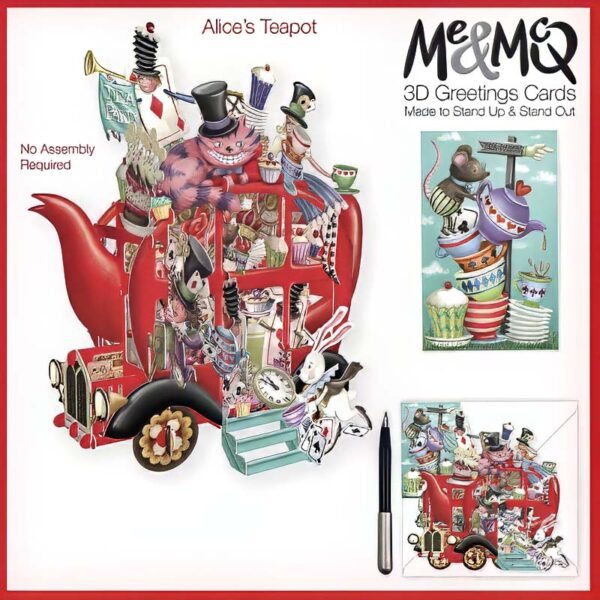 3D Pop-Up Kaart - Alice's Teapot