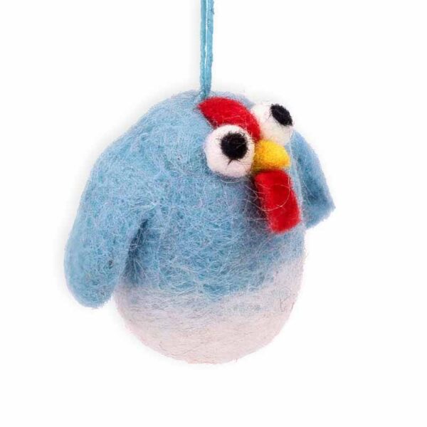 Hanger Gekke Kip Turquoise van Vilt - Sjaal met verhaal