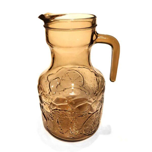 Vintage Karaf Amberkleurig met citrusdecor 1,5 liter - Fidenza Vetraria