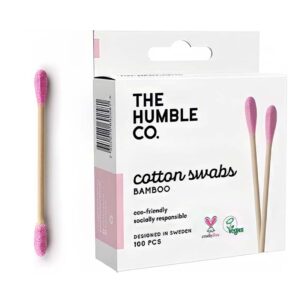 Wattenstaafjes Bamboo bio-katoen 100pcs Pink - The Humble Co