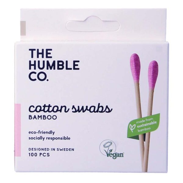 Wattenstaafjes Bamboo bio-katoen 100pcs Pink - The Humble Co