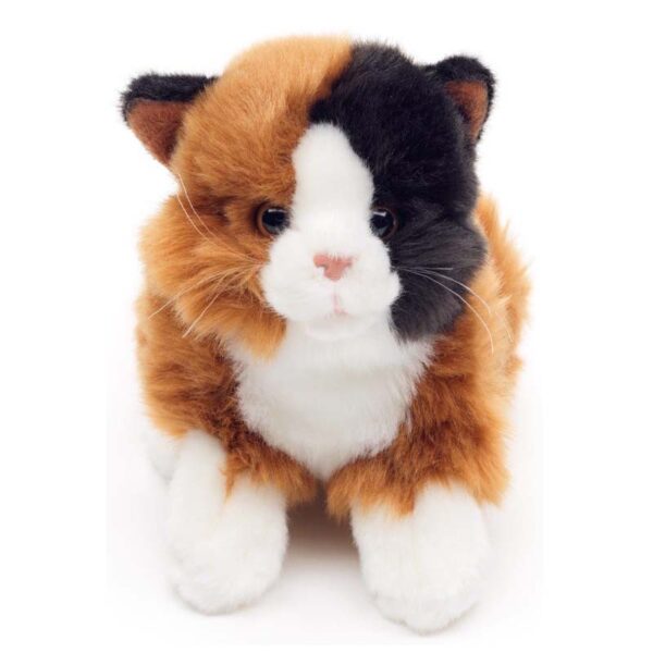 Kat liggend bruin-wit-zwart 20cm (Lengte) - Uni-Toys