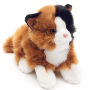 Kat liggend bruin-wit-zwart 20cm (Lengte) - Uni-Toys