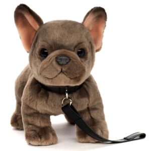 French Bulldog bruin met riem 26cm (lengte) - Uni-Toys