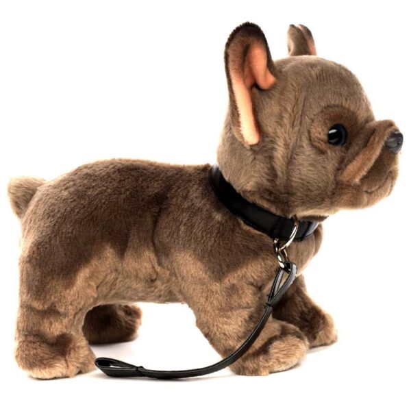 French Bulldog bruin met riem 26cm (lengte) - Uni-Toys