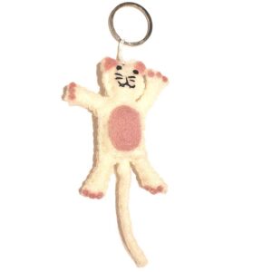 Sleutelhanger Kat Wit van Vilt - Beyoona
