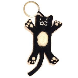 Sleutelhanger Kat Zwart van Vilt - Beyoona