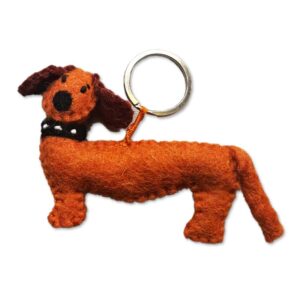 Sleutelhanger Hond Teckeltje Bruin van Vilt - Beyoona