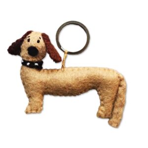 Sleutelhanger Hond Teckeltje Créme van Vilt - Beyoona