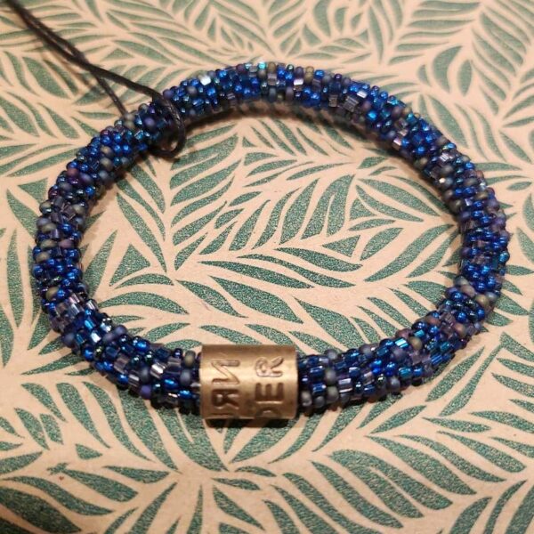 Armband roll on blauw met glazen kralen - Return to Sender