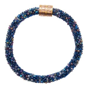Armband roll on blauw met glazen kralen - Return to Sender