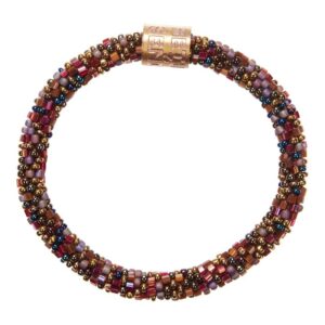 Armband roll on bruin met glazen kralen - Return to Sender