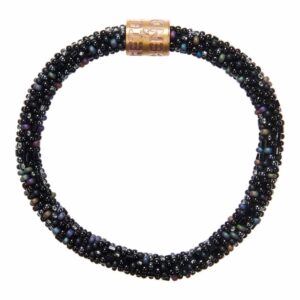 Armband roll on zwart met glazen kralen - Return to Sender