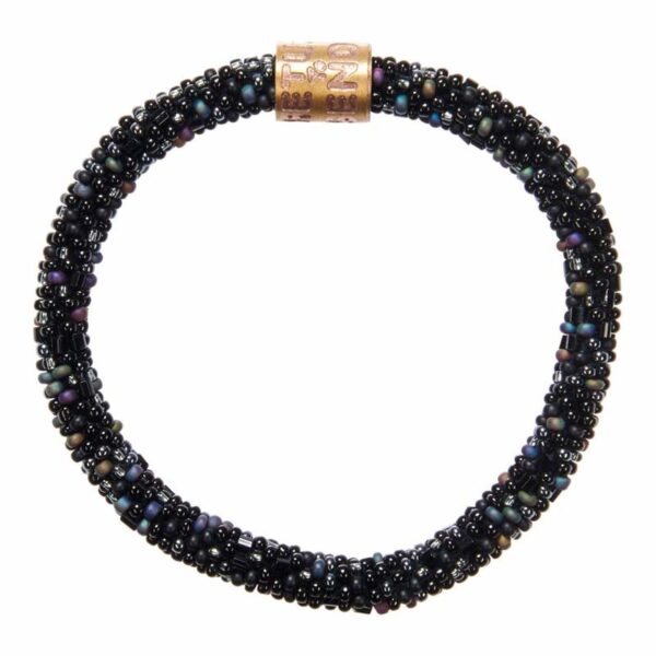Armband roll on zwart met glazen kralen - Return to Sender