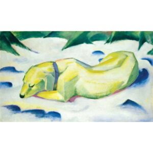 Hond liggend in de sneeuw - Kunstsokken
