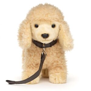 Poedel abrikoos staand met riem 30cm (lengte) - Uni-Toys