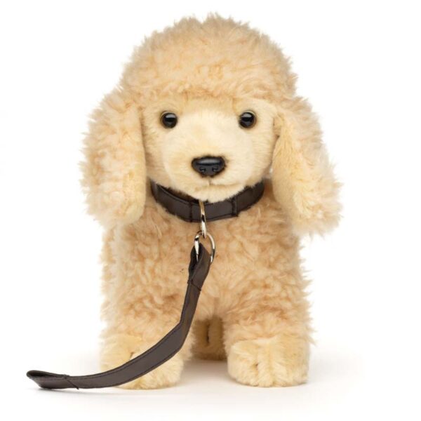 Poedel abrikoos staand met riem 30cm (lengte) - Uni-Toys