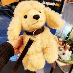Poedel abrikoos staand met riem 30cm (lengte) - Uni-Toys