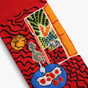 Rood Interieur Stilleven op een Blauwe Tafel - Kunstsokken