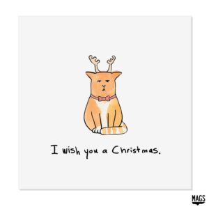 Wenskaarten - Feestdagen Kat als rendier