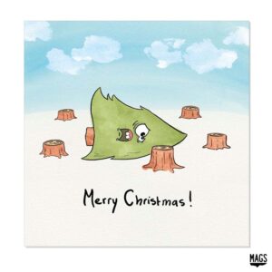 Wenskaarten - Feestdagen Kerstboom met stronk