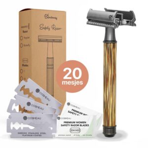 Safety Razor met Vlindersluiting Matte Black Bamboe - Bamboozy