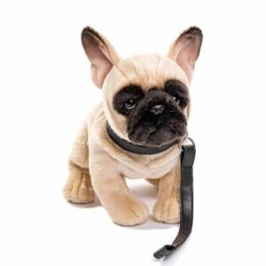 French Bulldog beige met riem 27cm (lengte) - Uni-Toys