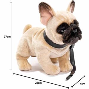 French Bulldog beige met riem 27cm (lengte) - Uni-Toys