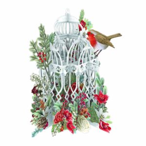 Me&McQ 3D Pop-up Kerstkaart Bird & Flower Cage