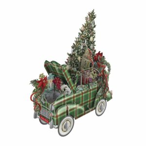 Me&McQ 3D Pop-up Kerstkaart Tartan Christmas Car - een feestelijke klassieker