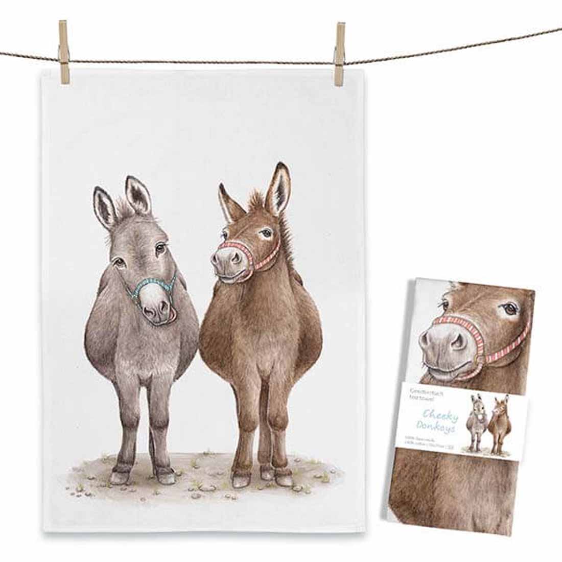Theedoek Cheeky Donkeys - MALUU - 100% Katoen