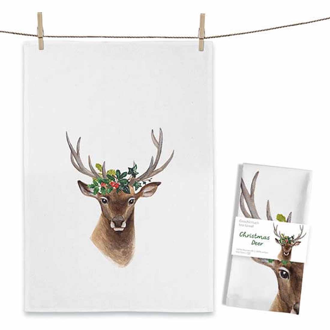 Theedoek Christmas Deer - MALUU - 100% Katoen