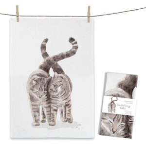Theedoek Cuddling Cats - MALUU - 100% Katoen